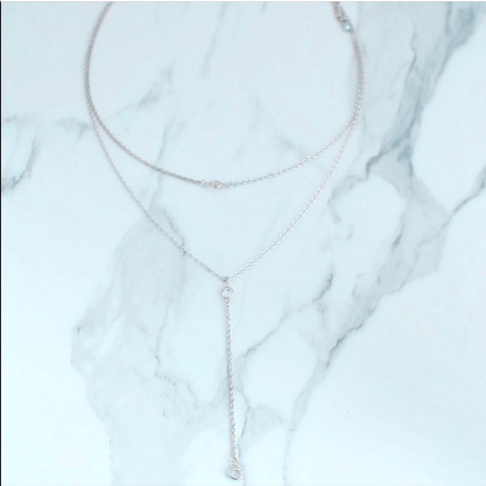Double Layer Crystal Necklace - Picture 2 of 2